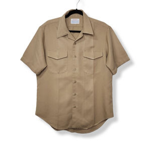 Vintage 70s Creighton Military Army Button Shirt Large USA Made VTG 80s